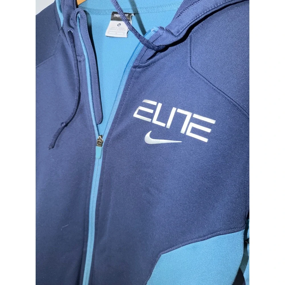 Nike Elite Therma-FIT Basketball Hoodie Mens Medium Blue Full Zip Sweatshirt